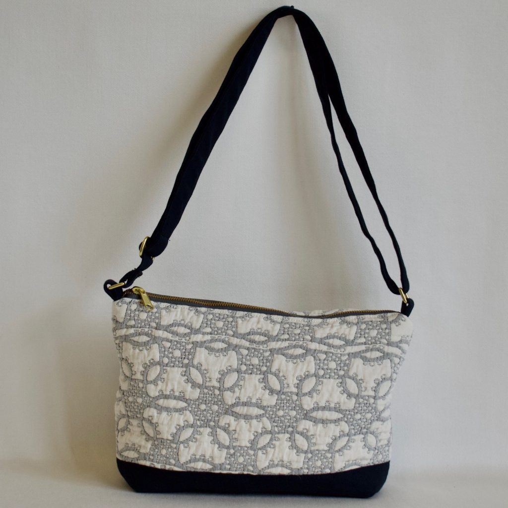 Cross-Body Purse, Funky Lace, Black, All Fabric - The Oriole Mill