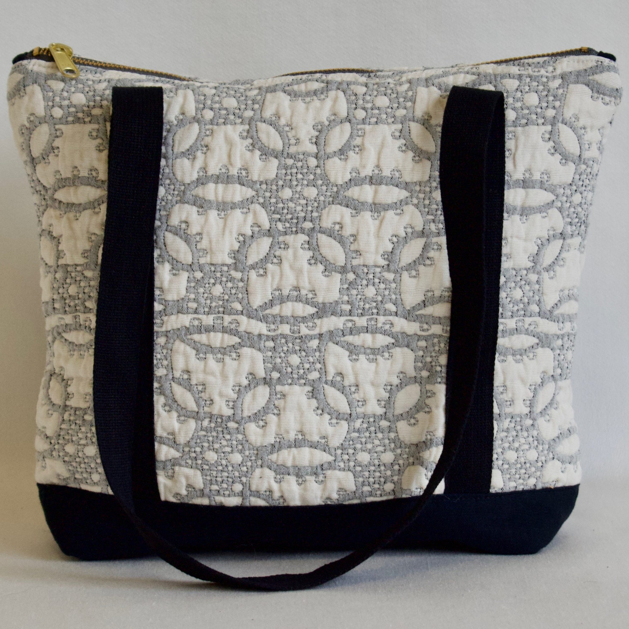 Fabric Small Tote, Funky Lace, Black - The Oriole Mill